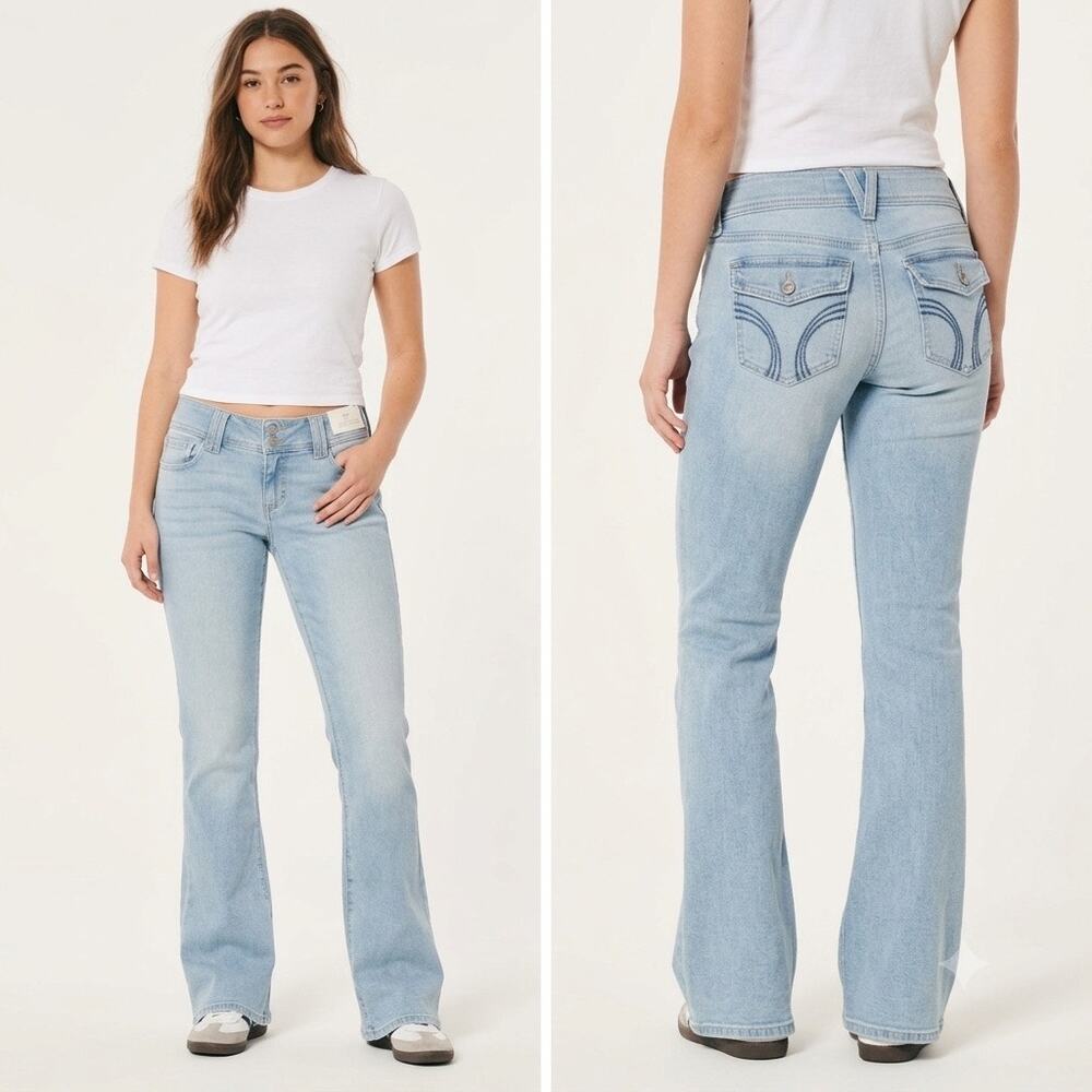 NWT Hollister Low Rise Bootcut Jeans Light Wash Denim Size 8R W29 Regular